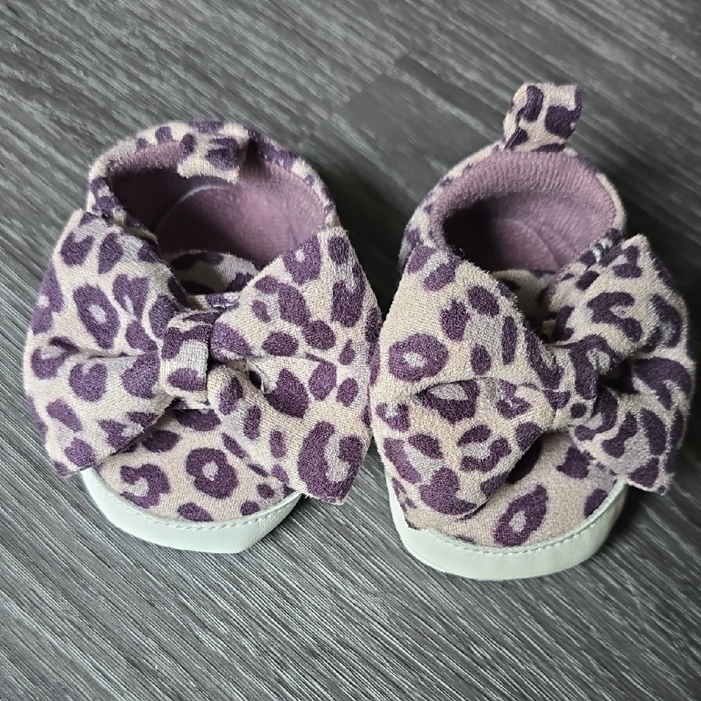 Purple Leopard Print Baby Shoes